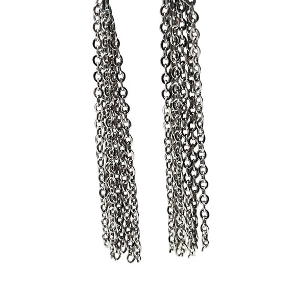 Turquoise Beaded Silver Tone Chain Dangle Earrings Southwest Boho Fashion Women - Picture 3 of 4